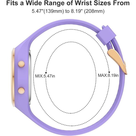 Unisex Purple Silicone Digital Sports Gold Bezel Water-Resistant Alarm Stopwatch main image 4